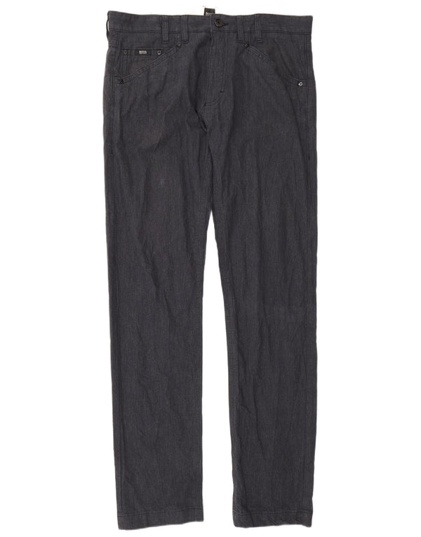 Hugo Boss Masculino Michigan Calça Casual Reta W36 L36 Azul Marinho Algodão