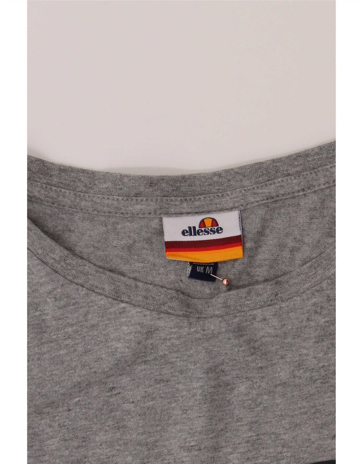 Camiseta masculina Ellesse com estampa gráfica de algodão manchado cinza médio