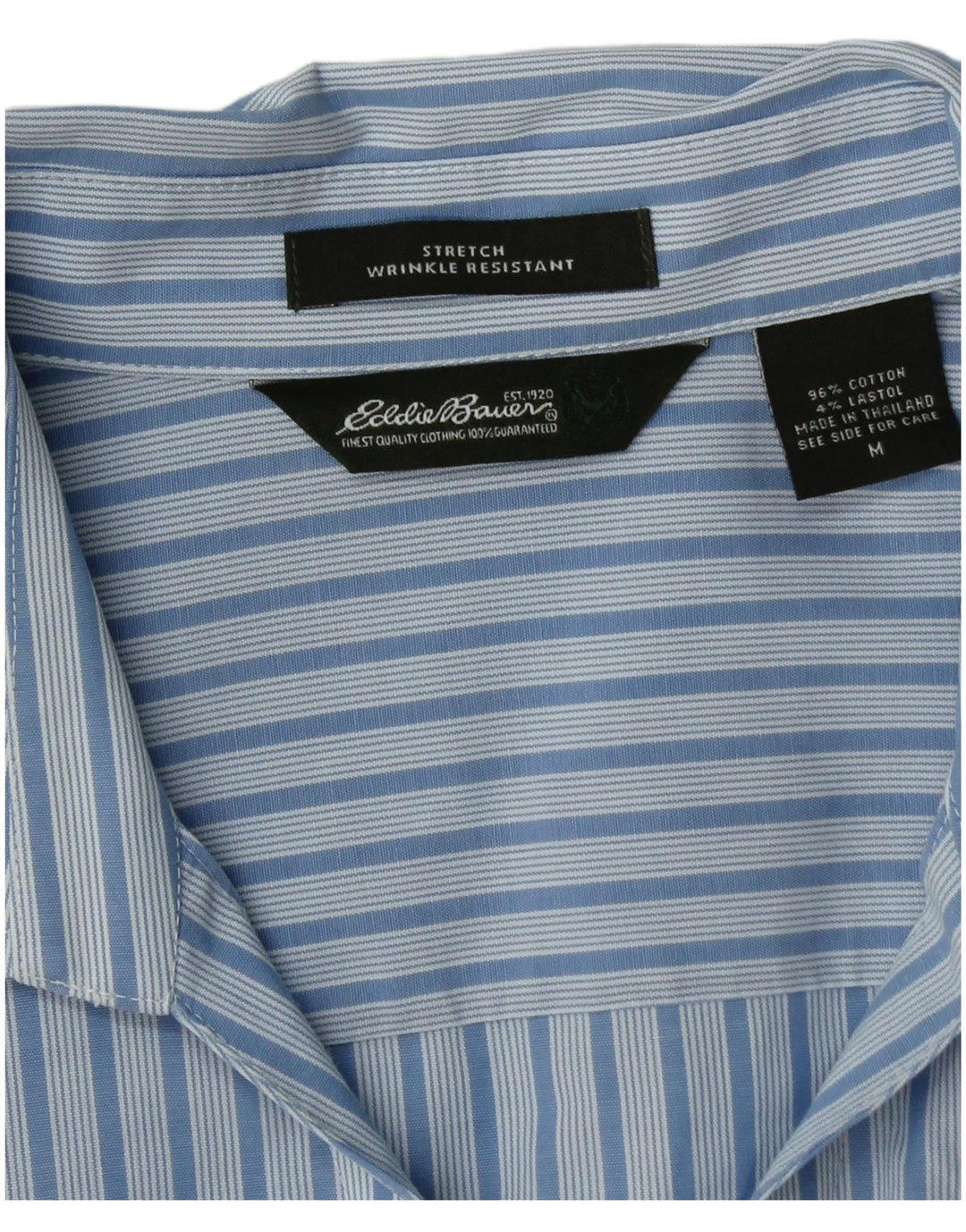 EDDIE BAUER Camisa feminina manga 3/4 Reino Unido 14 algodão listrado azul médio