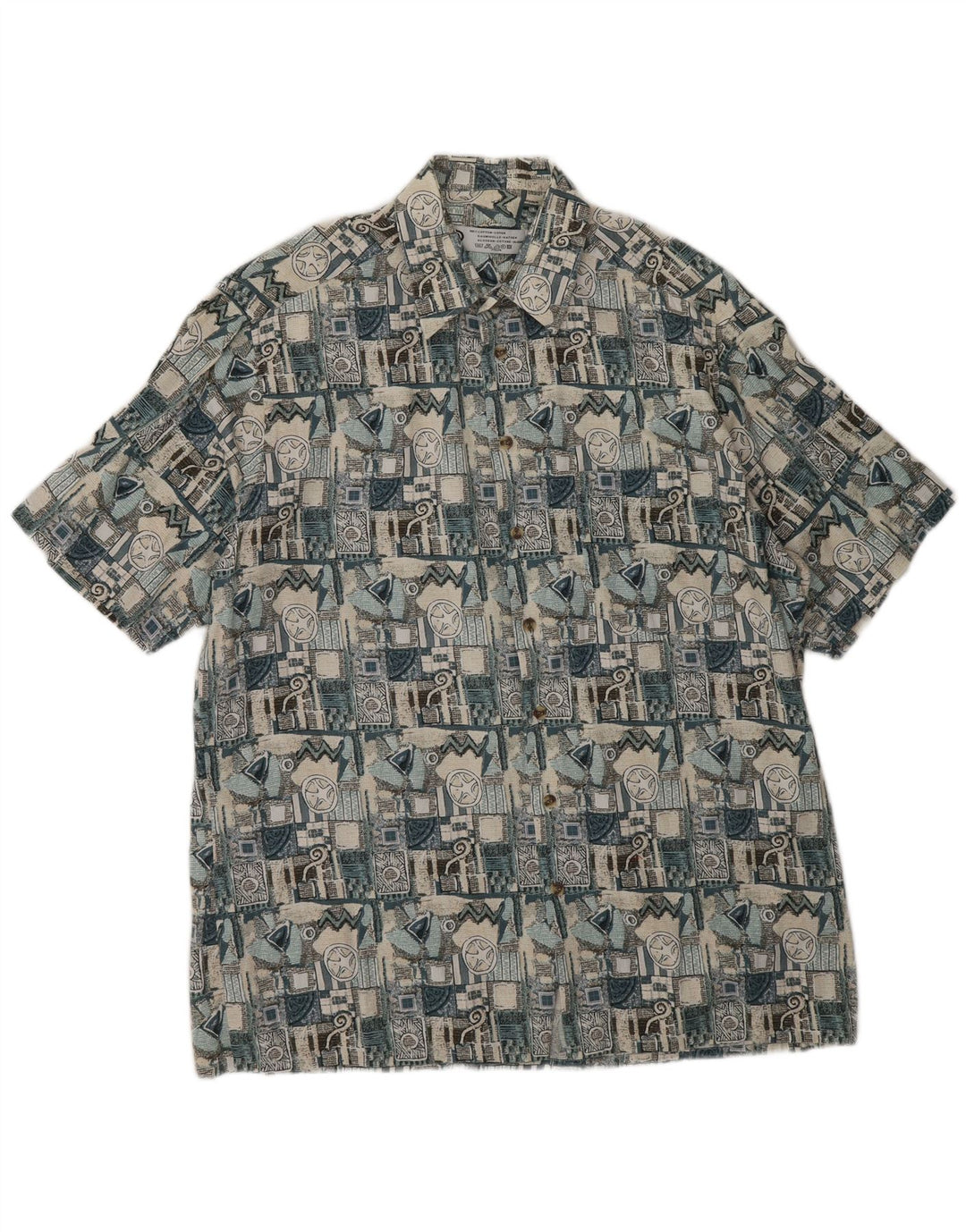 Camisa masculina de manga curta C&A grande algodão geométrico bege