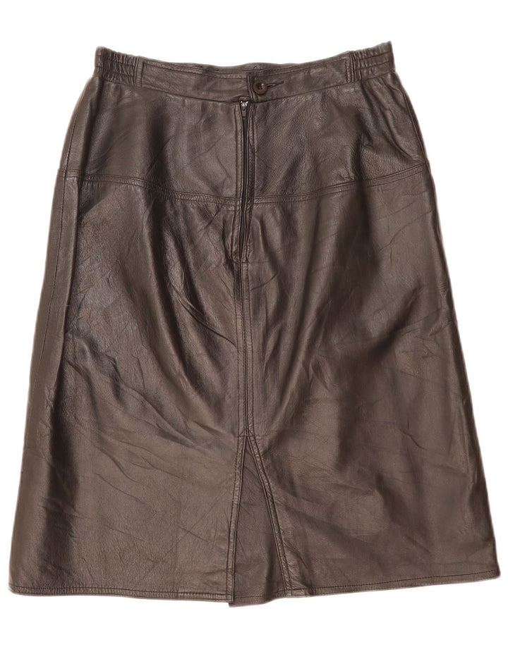 Saia de couro feminina vintage IT 42 médio W27 preta
