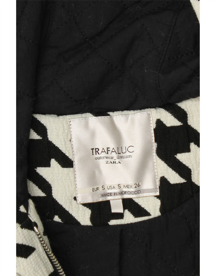 Casaco corta-vento feminino superdimensionado ZARA Reino Unido 10 pequeno houndstooth branco