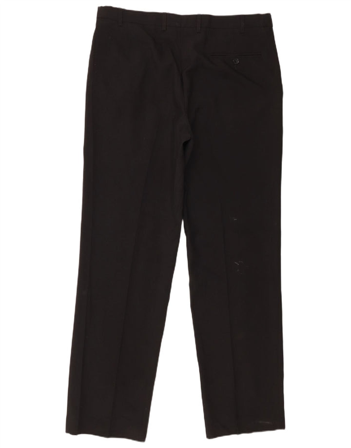 Calça masculina de ajuste regular Marks & Spencer W36 L31 poliéster preto