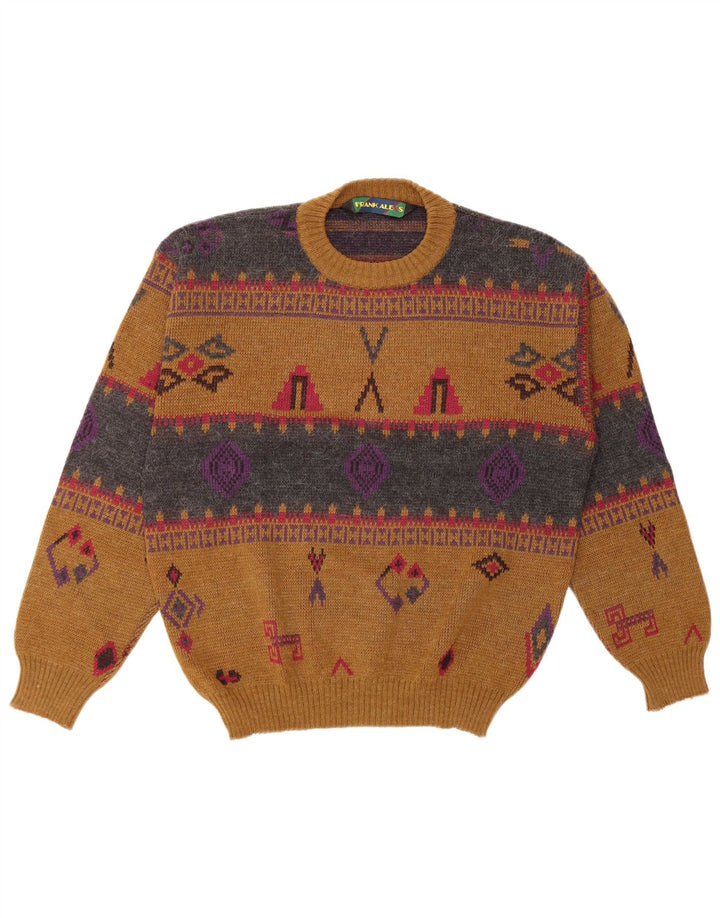 Suéter masculino FRANK ALEXS com gola redonda IT 48 marrom médio geométrico