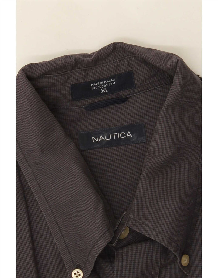 Camisa masculina Nautica XL cinza algodão guingão