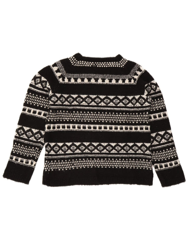 Zara Suéter feminino com gola canoa 11-12 anos preto Fair Isle