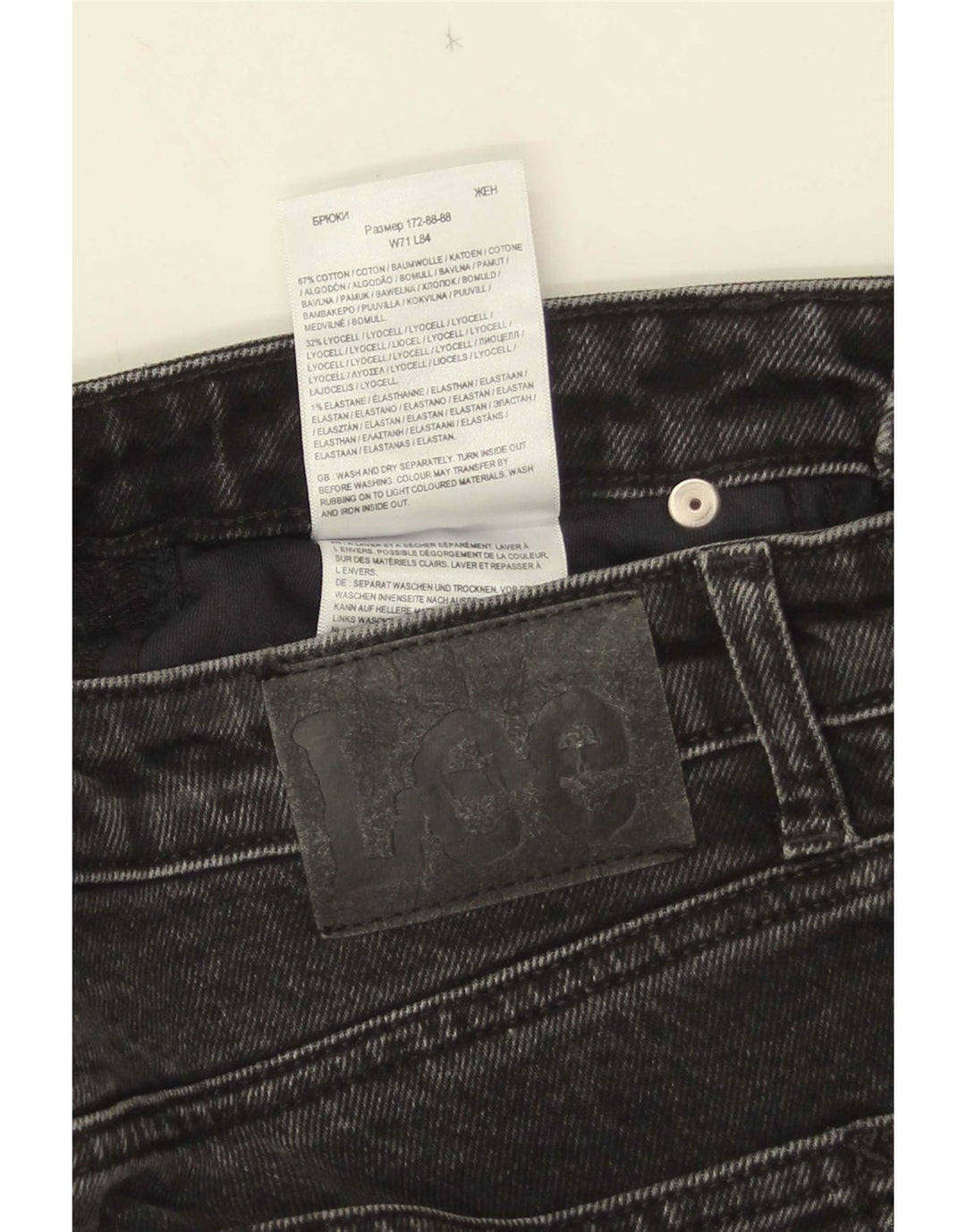 Lee Womens Carol Straight Jeans W28 L28 Algodão Preto