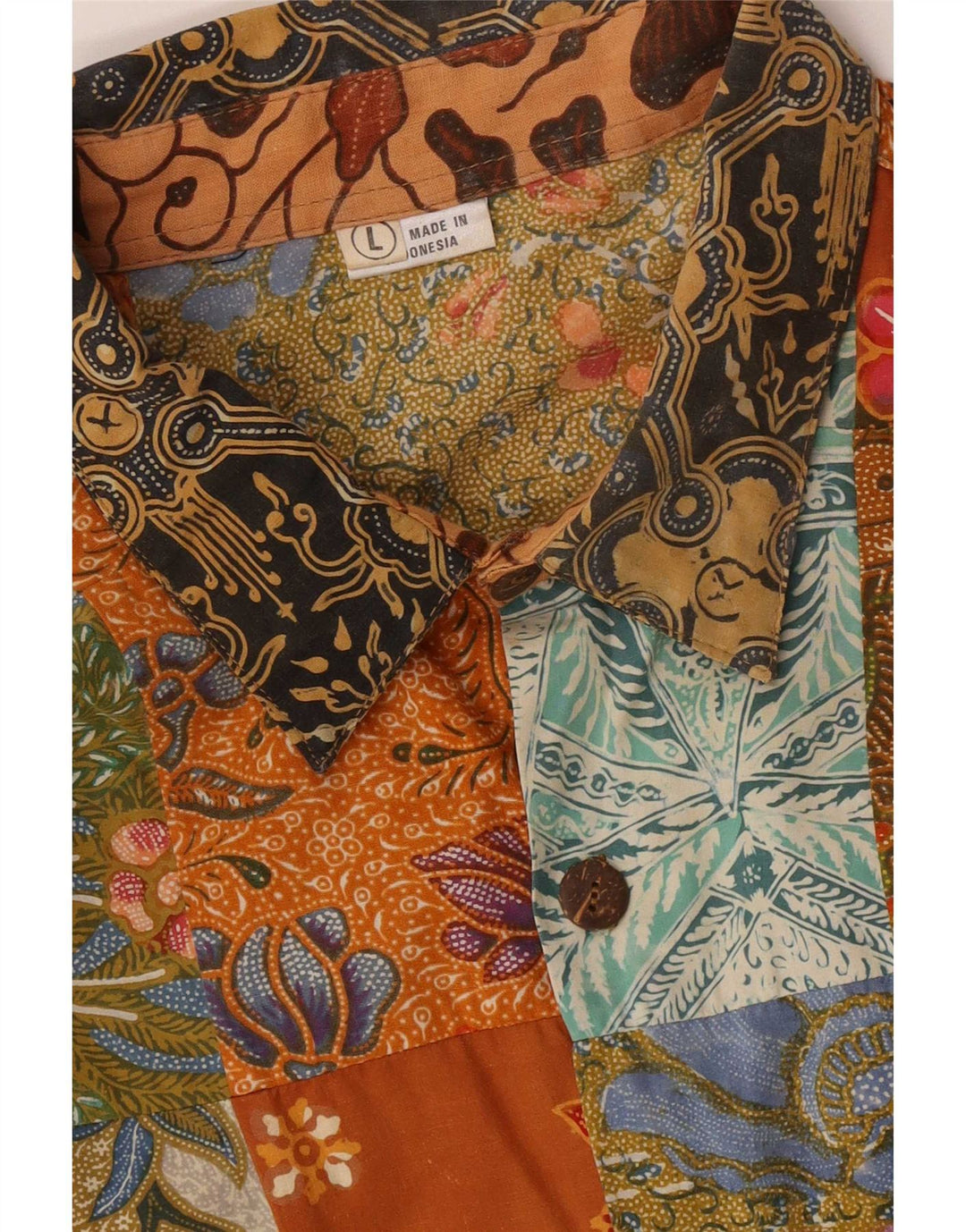 Camisa masculina vintage grande algodão patchwork multicolorido