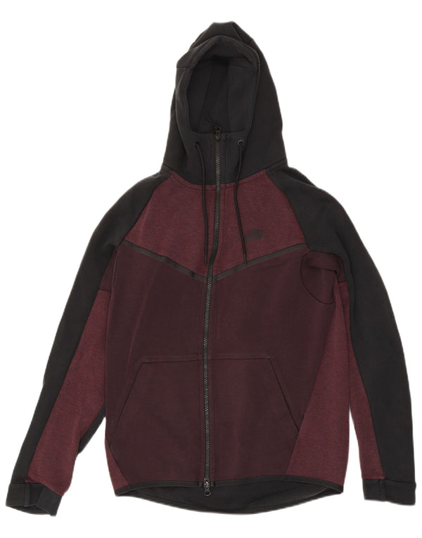 Suéter masculino Nike com capuz e zíper pequeno em algodão colorido cor de vinho