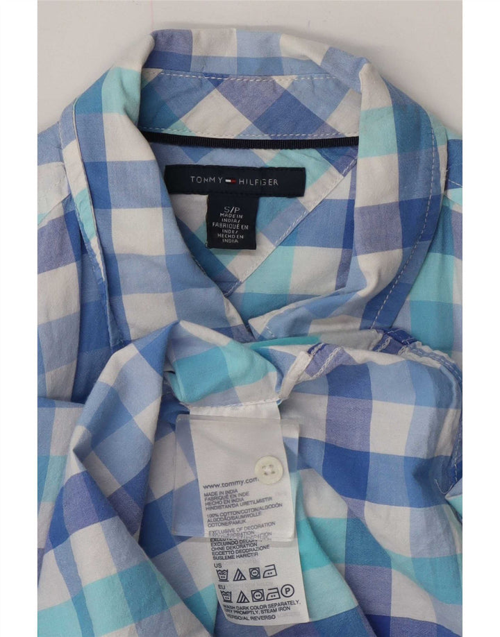 Camisa Tommy Hilfiger Feminina UK 10 Pequena Azul Gingham Algodão