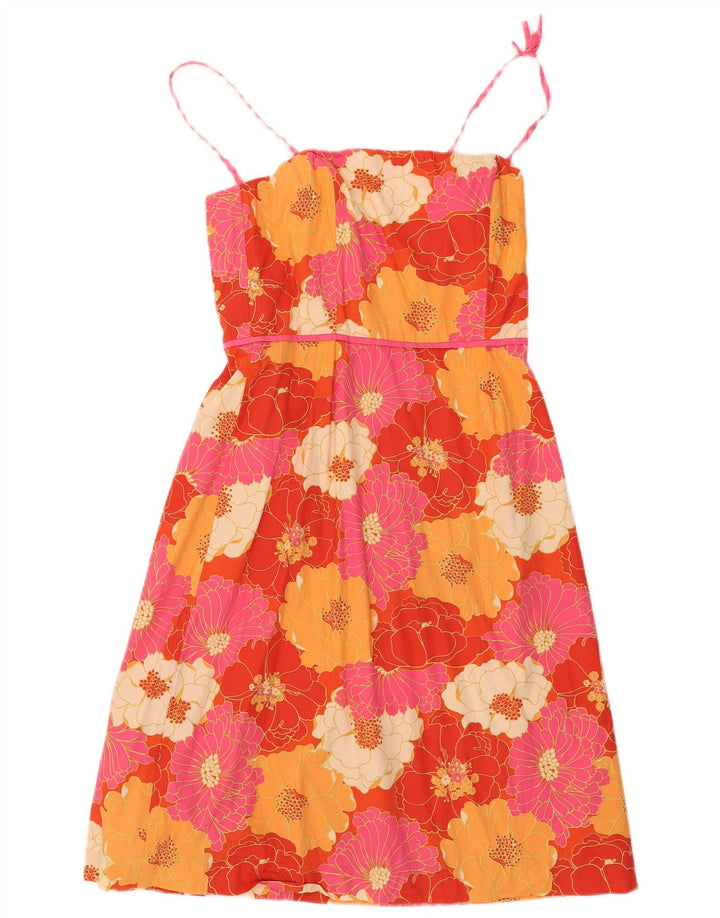 Vestido feminino Kathlin Argiro evasê US 12 grande floral multicolorido
