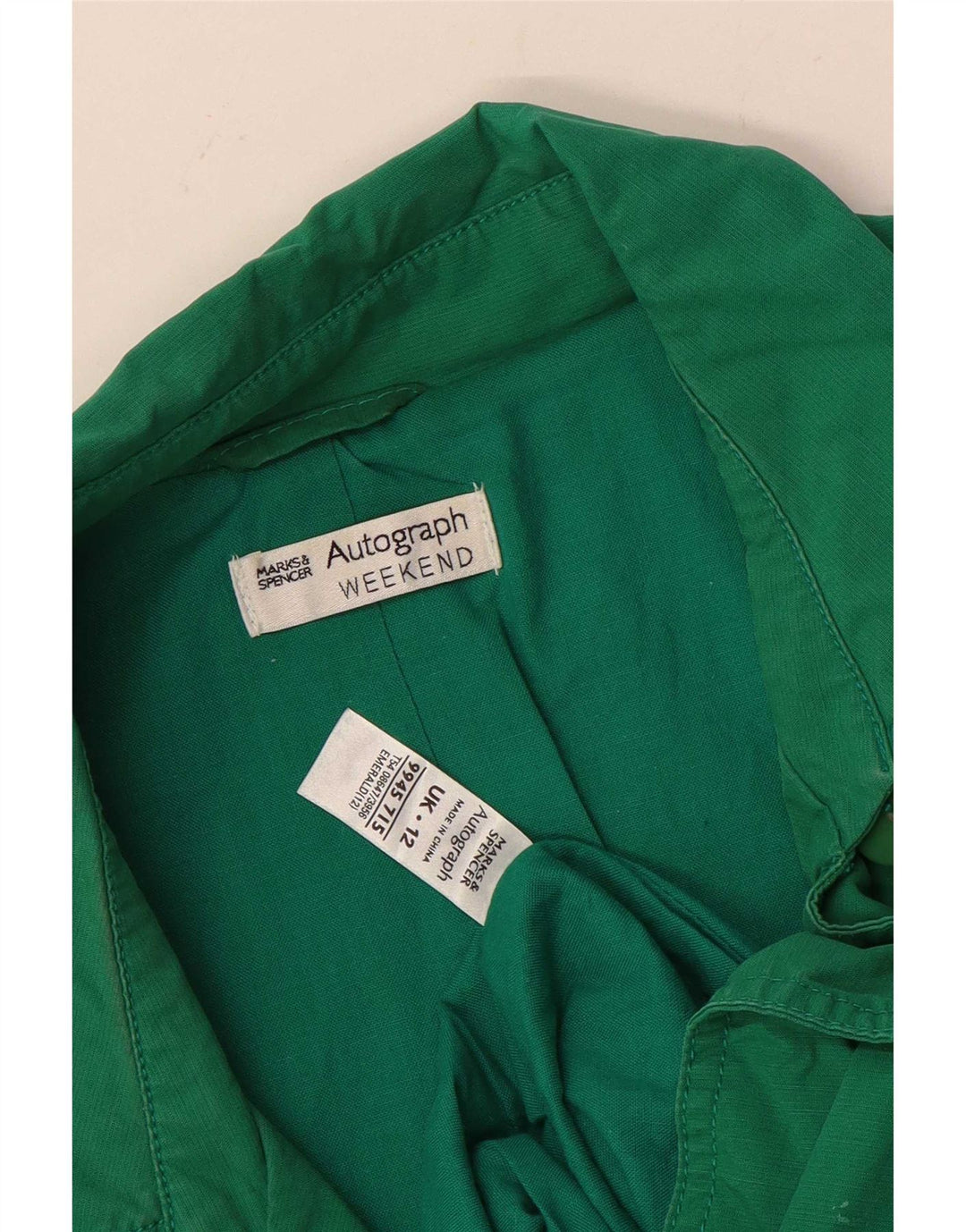 Casaco trench curto feminino Marks & Spencer Reino Unido 12 algodão verde médio