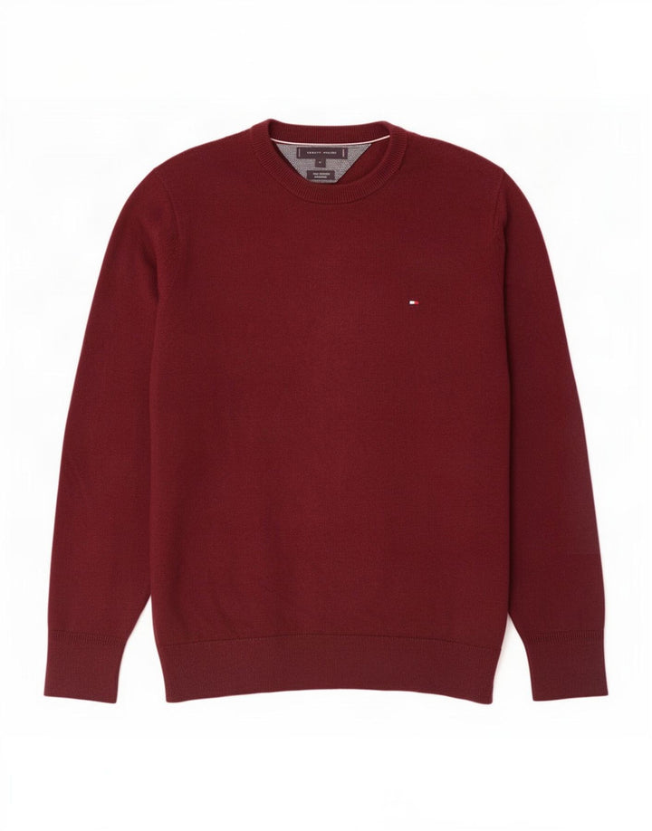 Suéter masculino Tommy Hilfiger com gola redonda e algodão marrom médio