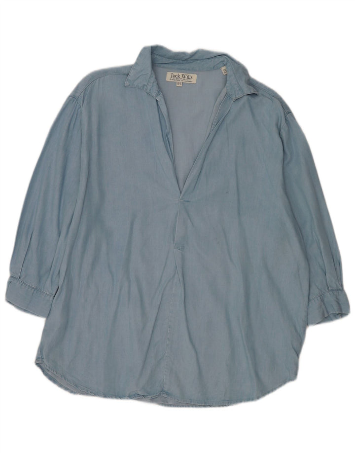 Pulôver feminino Jack Wills manga 3/4 oversized Reino Unido 12 azul médio