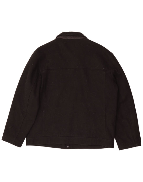 Jaqueta bomber masculina London Fog UK 42 XL lã preta