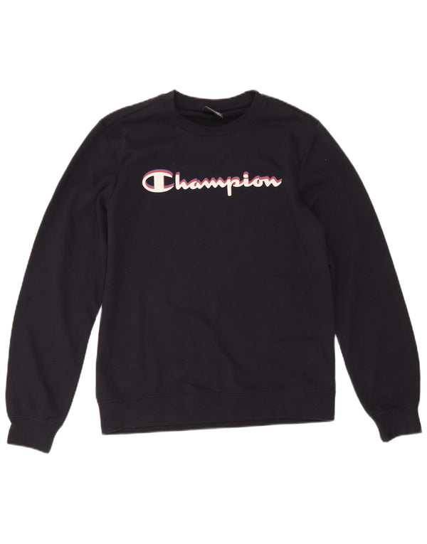 Jumper de moletom gráfico Champion Boys 13-14 anos XL azul marinho algodão