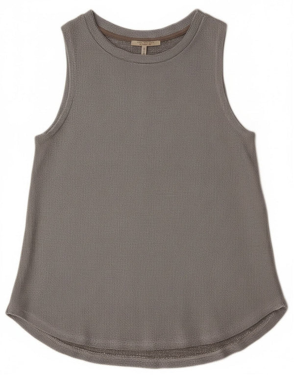 Regata feminina Zara Trafaluc Vest UK 10 algodão manchado cinza pequeno