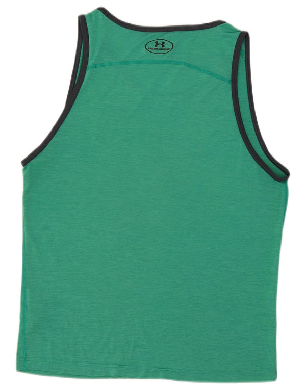 Under Armour Mens Heat Gear Vest Top Grande Poliéster Verde Colourblock