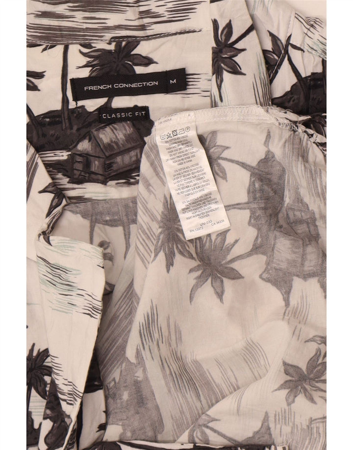 French Connection Camisa masculina de manga curta com ajuste clássico médio branco havaiano