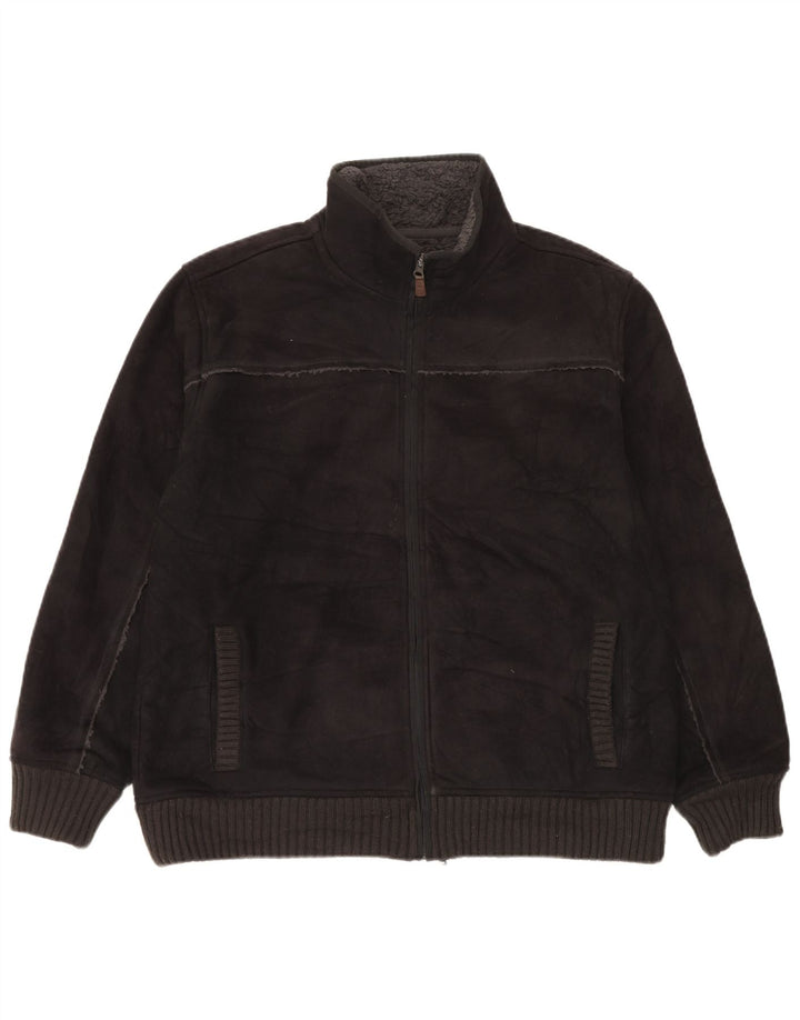 Jaqueta masculina de lã Sherpa Marks & Spencer Reino Unido 40 grande poliéster preto