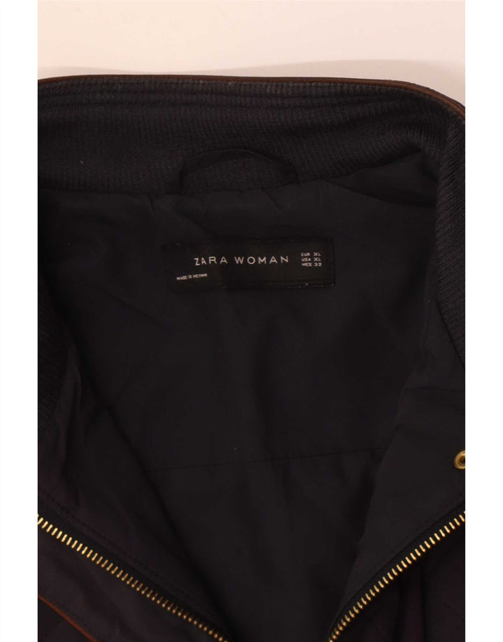 Jaqueta acolchoada feminina Zara UK 18 XL azul marinho