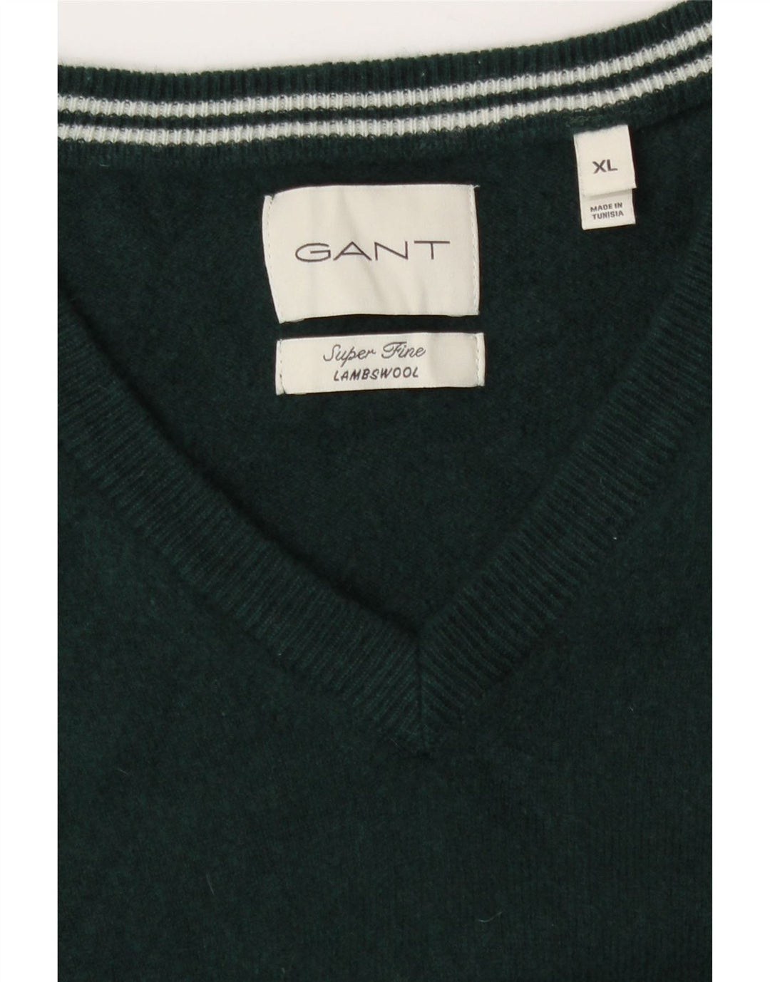 Suéter Gant Boys com decote em V 15-16 anos XL lã de cordeiro verde