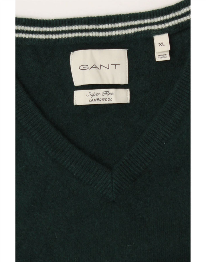 Suéter Gant Boys com decote em V 15-16 anos XL lã de cordeiro verde