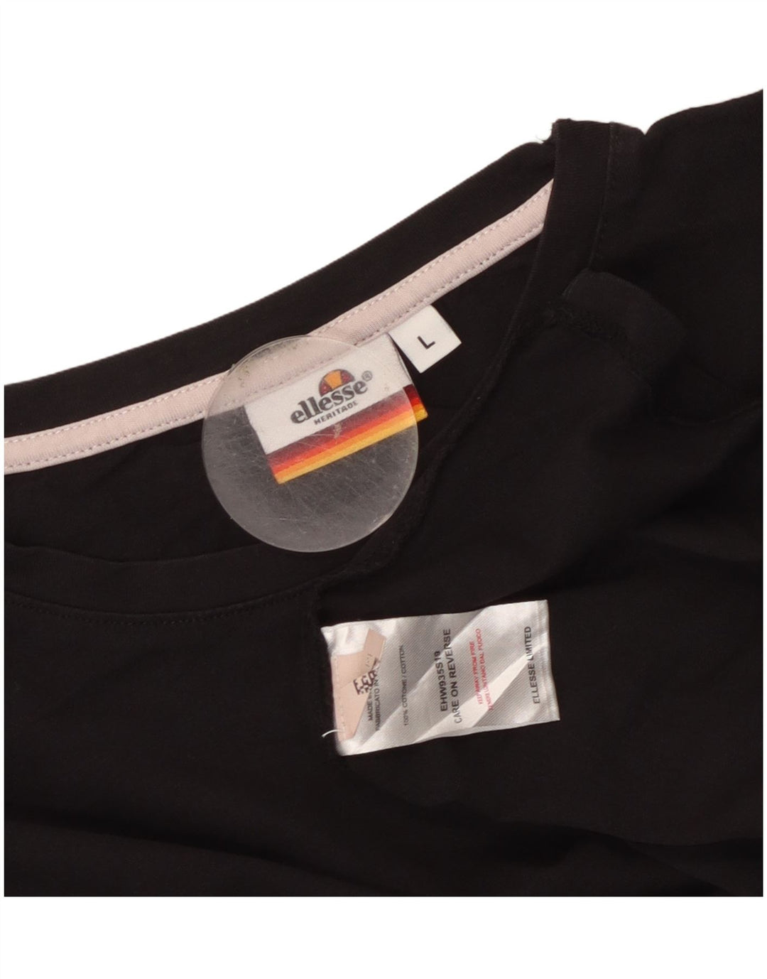Camiseta feminina ELLESSE Heritage UK 14 grande algodão preto