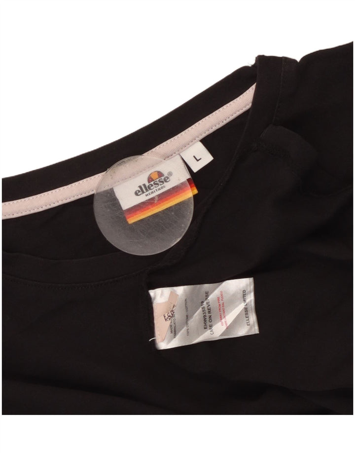 Camiseta feminina ELLESSE Heritage UK 14 grande algodão preto