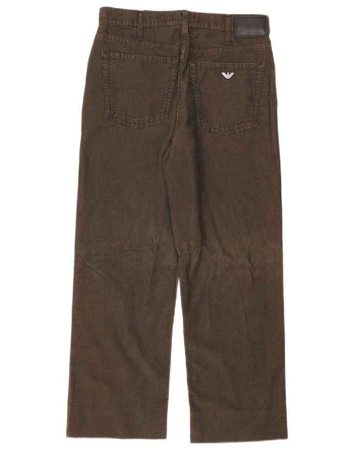 Calça feminina reta de veludo Armani W34 L28 poliéster cáqui