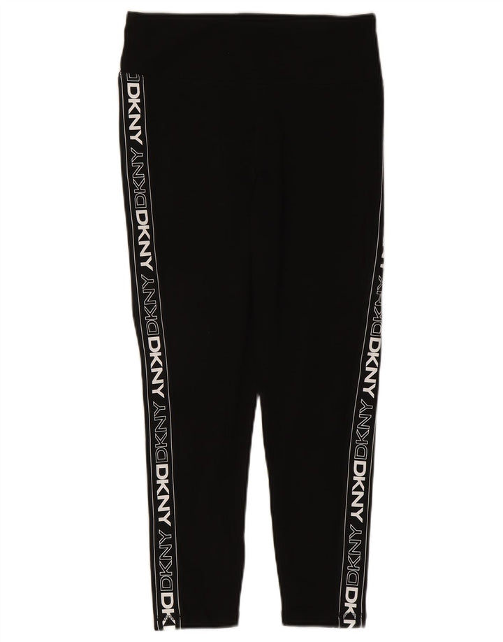 Leggings femininas Dkny com corte gráfico UK 12 algodão preto médio