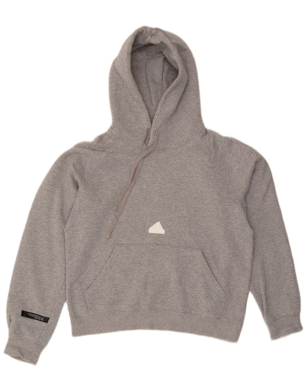 Adidas Mens Loose Fit Hoodie Jumper Pequeno Algodão Cinza