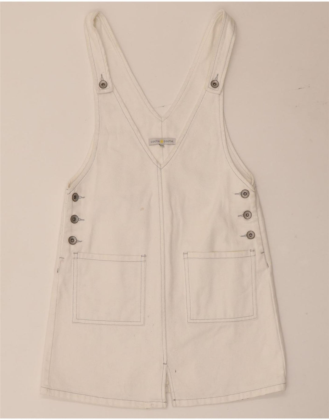 Cache Vestido feminino jeans avental UK 8 pequeno branco