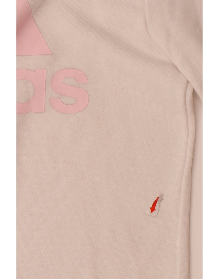 ADIDAS Meninas Graphic Sweatshirt Jumper 11-12 Anos Branco Algodão