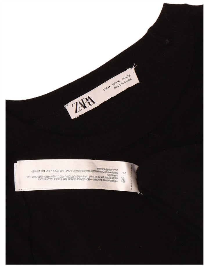 Suéter feminino Zara com gola canoa e viscose preta média Reino Unido 12