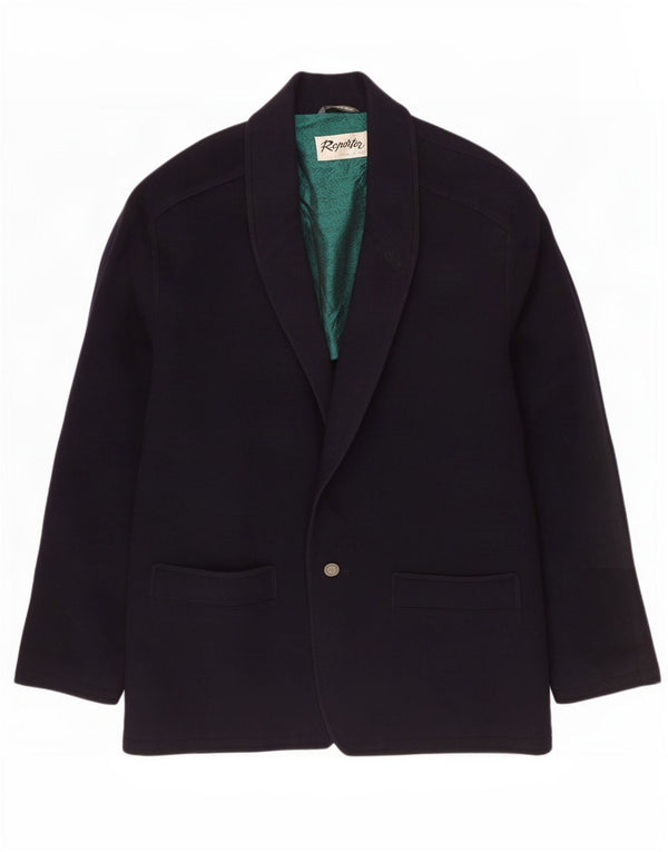 Reporter Mens 1 Button Blazer Jacket IT 56 3XL Navy Blue Cashmere