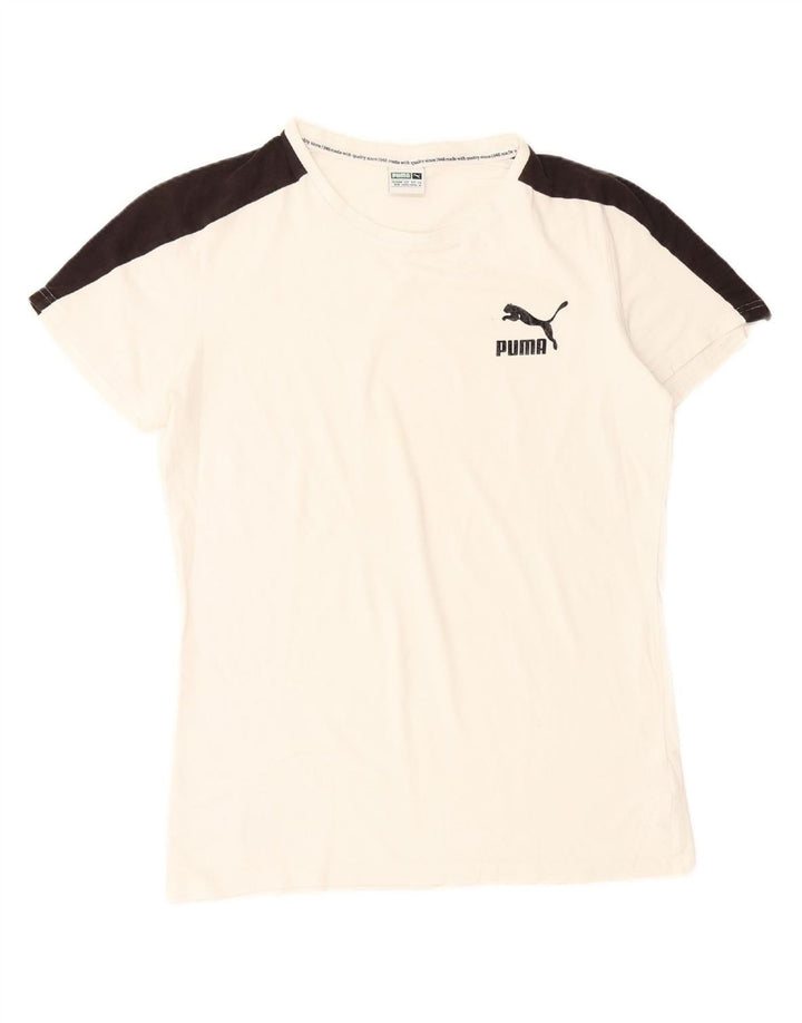 Camiseta masculina PUMA Top médio branco colorblock algodão
