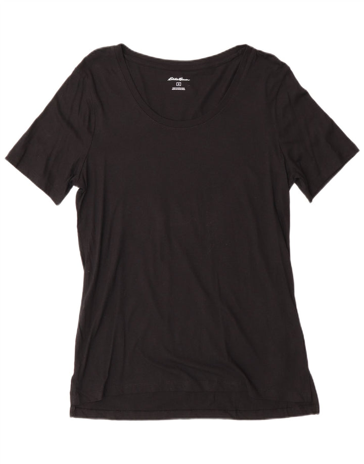 Camiseta feminina Eddie Bauer UK 12 algodão preto médio