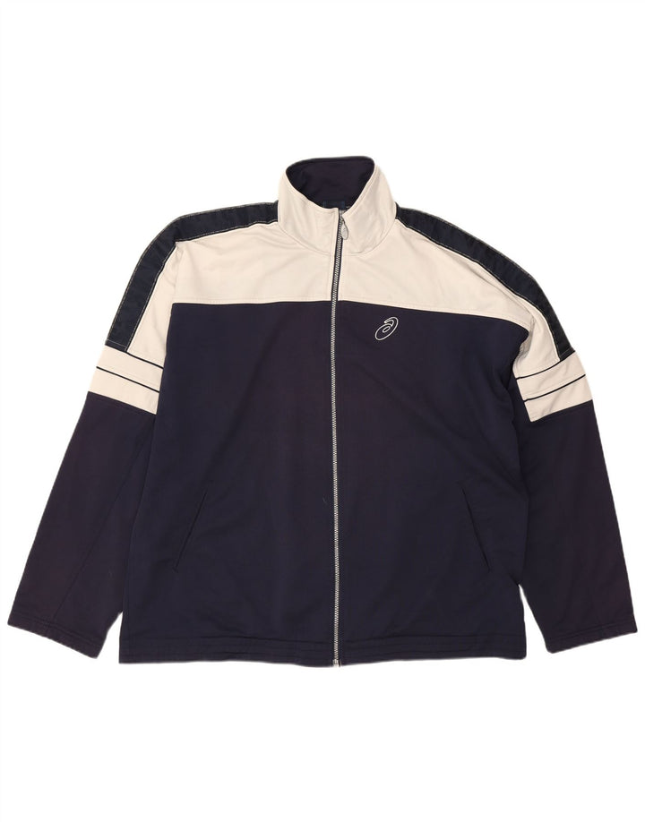 Asics Mens Tracksuit Top Jacket 2XL Azul marinho Colourblock