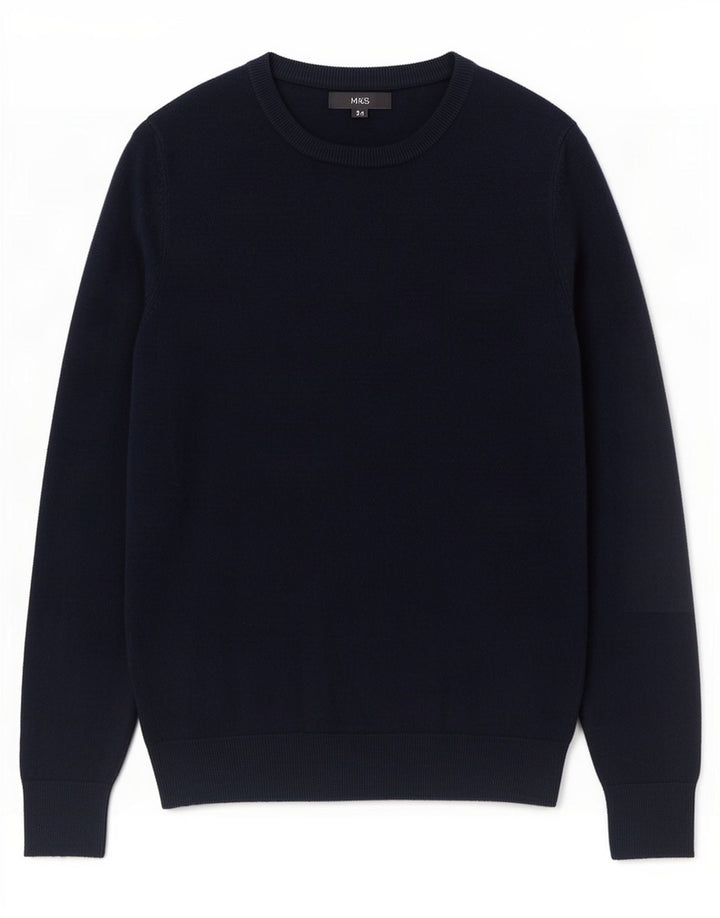 Suéter masculino Marks & Spencer com gola canoa e acrílico pequeno azul marinho