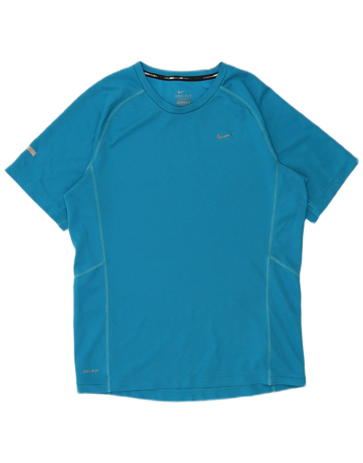 Camiseta masculina Nike Dri Fit Top pequeno azul poliéster