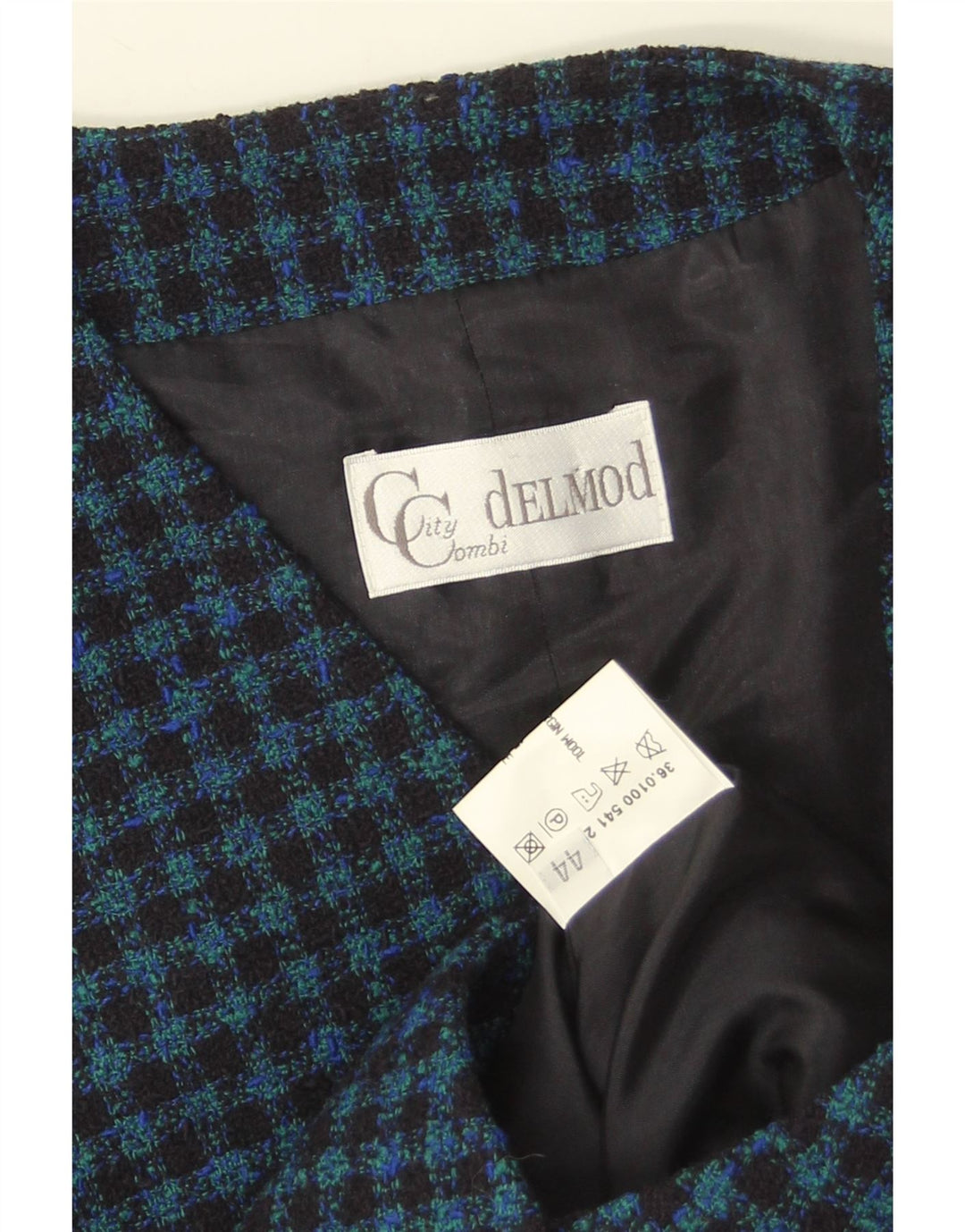 Colete feminino Delmod EU 44 XL azul marinho guingão nova lã