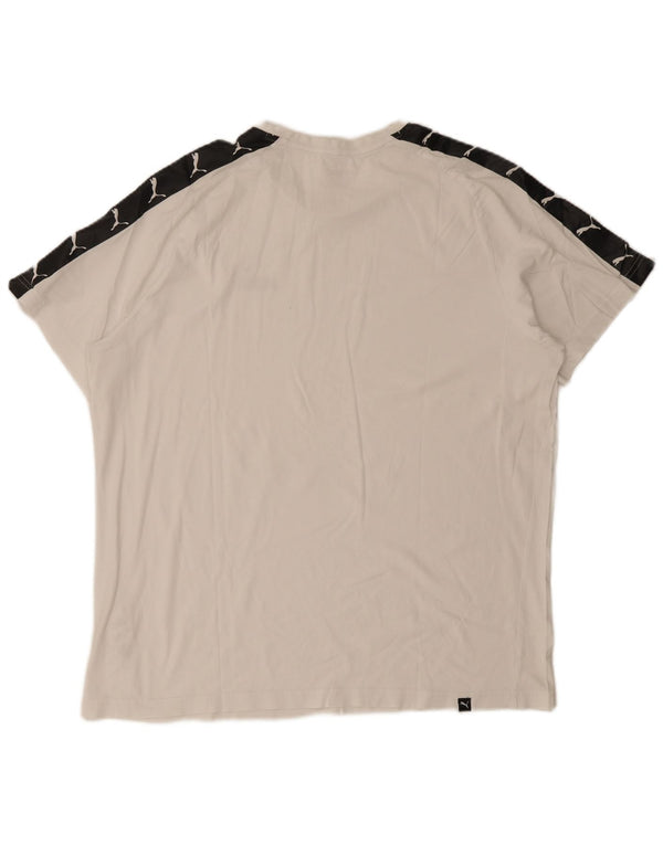Camiseta gráfica masculina Puma Top 2XL algodão colorblock branco