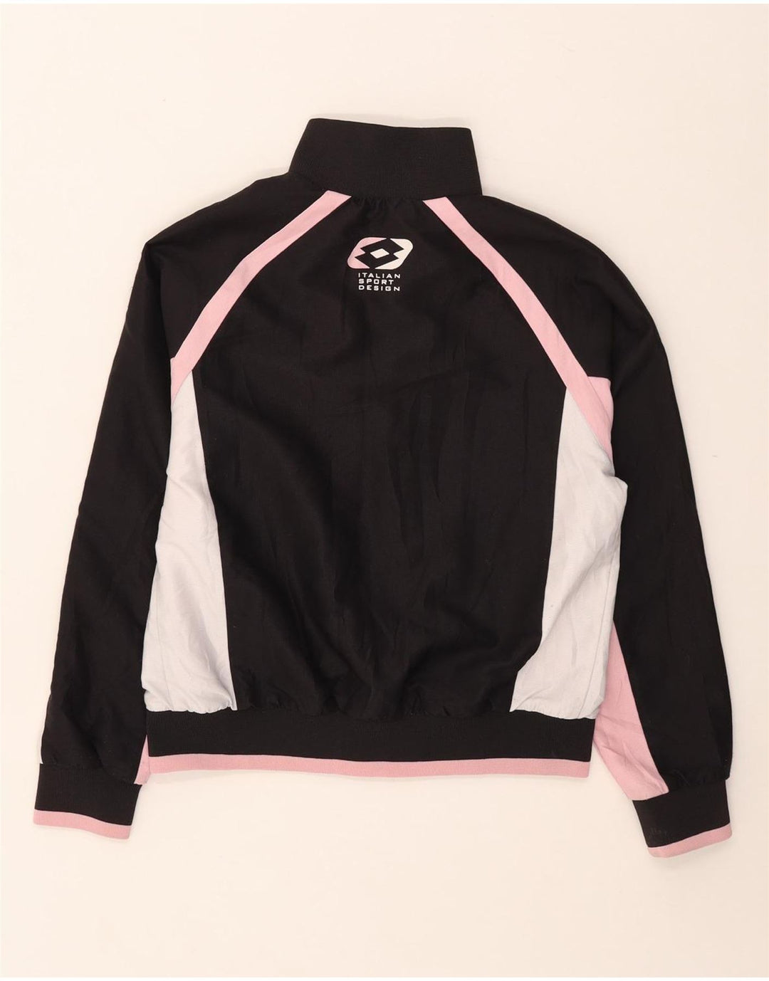 Lotto Womens Graphic Tracksuit Top Jacket UK 10 Small Black Colourblock