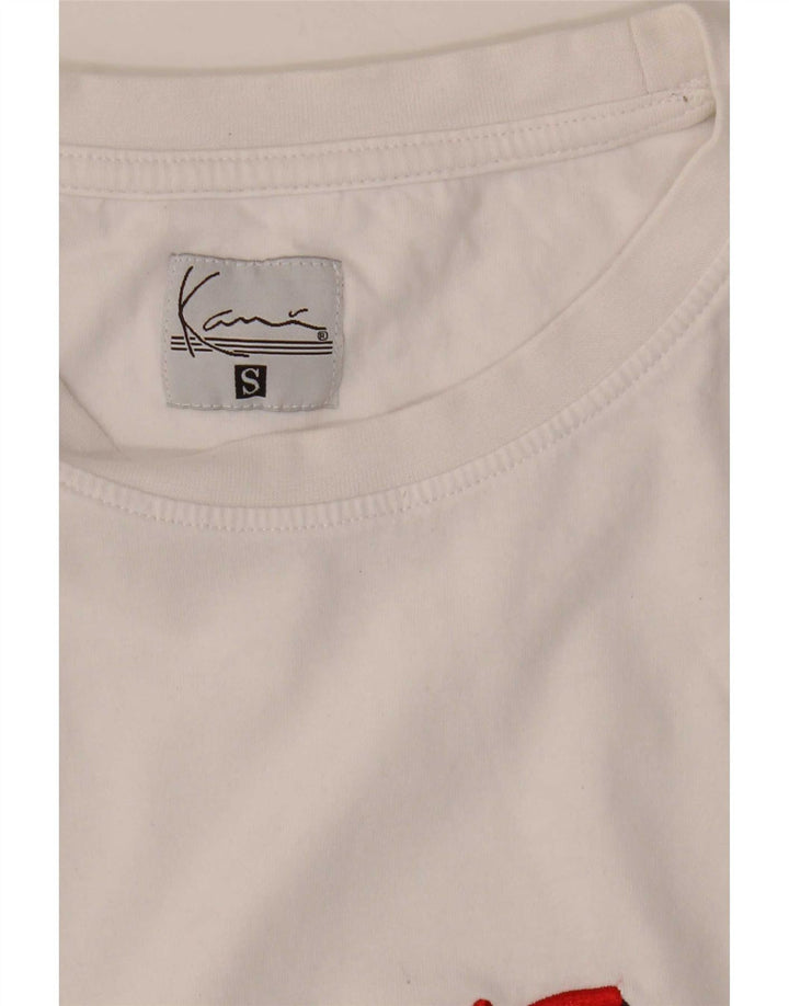 Camiseta masculina Karl Kani Brooklyn com estampa gráfica pequena branca