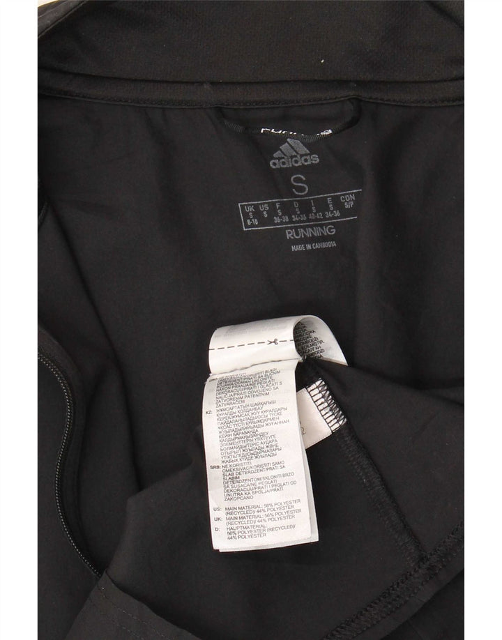 Adidas Womens Running Tracksuit Top Jacket Reino Unido 8/10 Pequeno Poliéster Preto