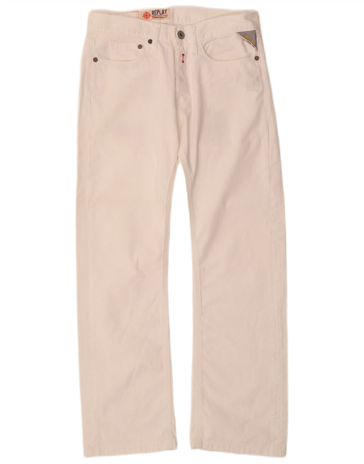 Replay Mens Straight Jeans W28 L30 Algodão Branco