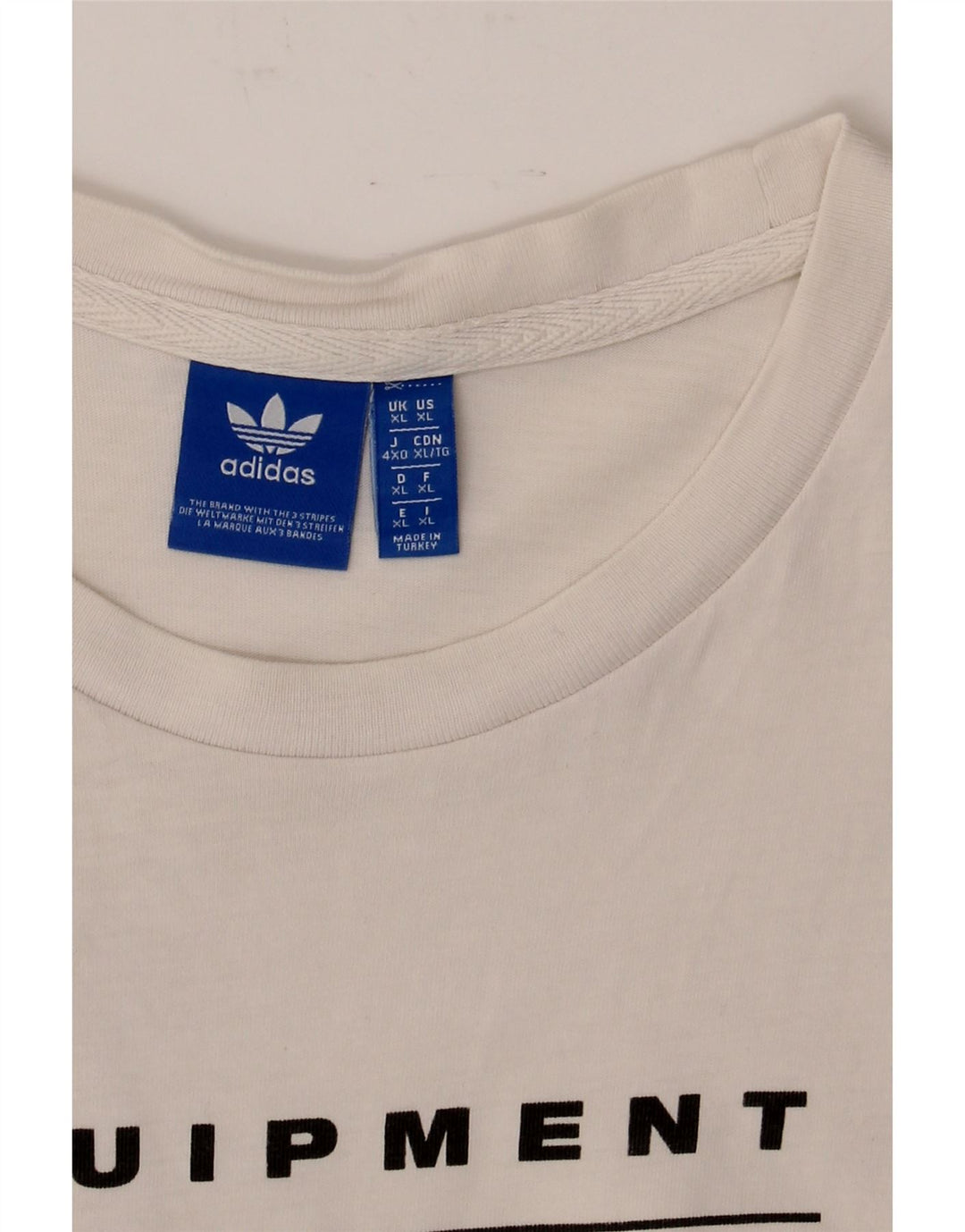 ADIDAS Mens Graphic T-Shirt Top XL White Cotton Vintage Adidas and Second-Hand Adidas from Messina Hembry 