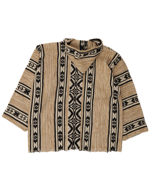 Suéter cardigã feminino vintage com capuz Reino Unido 20 2XL Bege Fair Isle