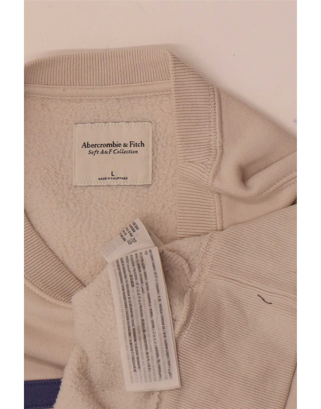 Suéter masculino Abercrombie & Fitch grande bloco colorido branco